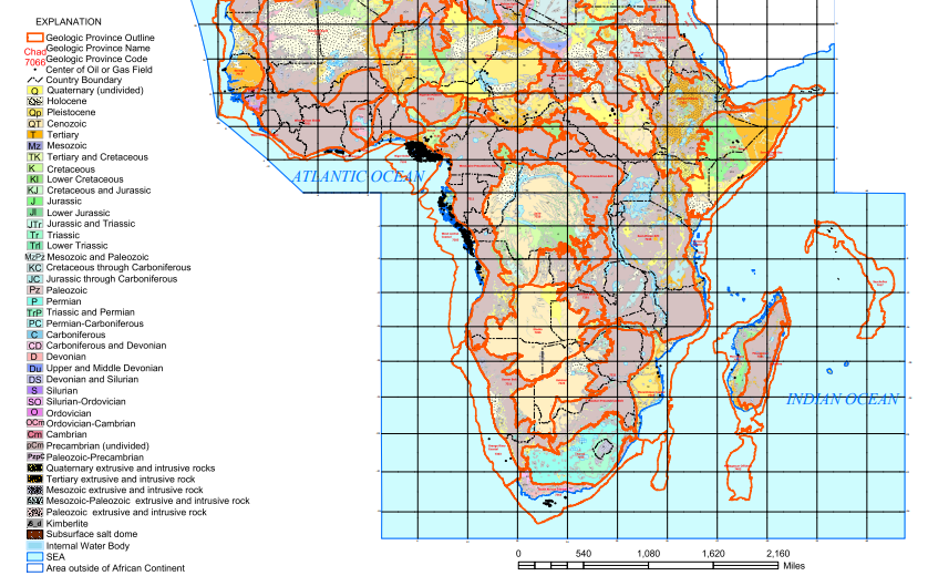 Geological map of Africa highlighting Kenya