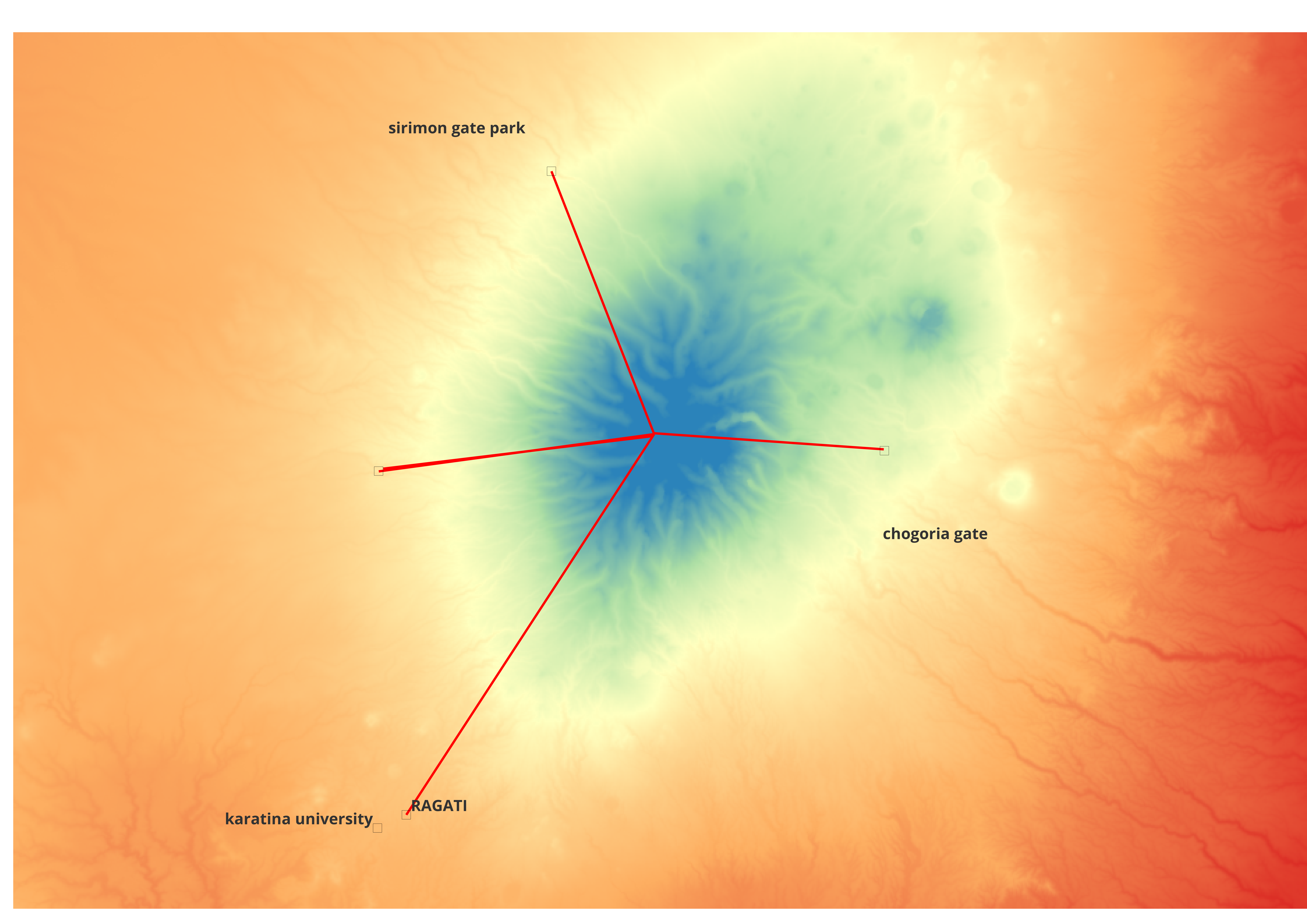 Comparison of Mount Kenya ascent distances